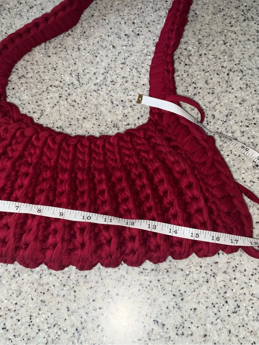 Handmade Burgundy Red Crochet Hobo Shoulder Bag